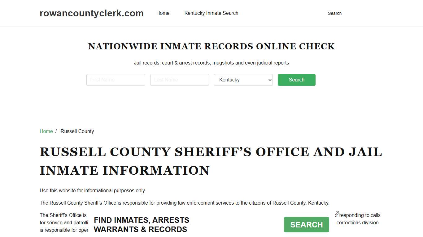 Russell County Sheriff, KY, Jail Inmate Search, Recent Arrests